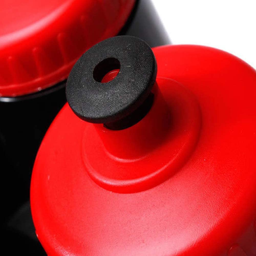 Close-up of two Precision Training 750ml water bottles with black spouts, focusing on the tops and lids—perfect for use with the Precision Training Water Bottles & Carrier Black set.