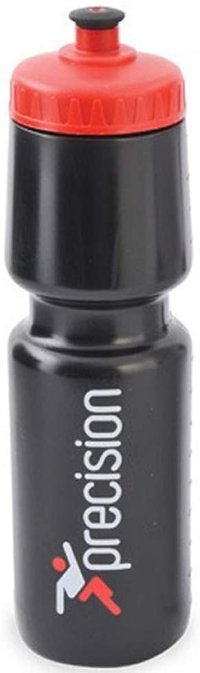 The Precision Training Water Bottles & Carrier Black features a 750ml black bottle with red cap and nozzle, plus "precision" and a tri-color logo printed vertically. Perfect for use with a water bottle carrier. Brand: Precision Training.