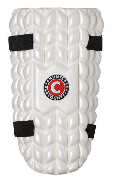 The Hunts County Tekton Thigh Guard by Hunts County features moulded protection, black straps, and an ambidextrous design in white.