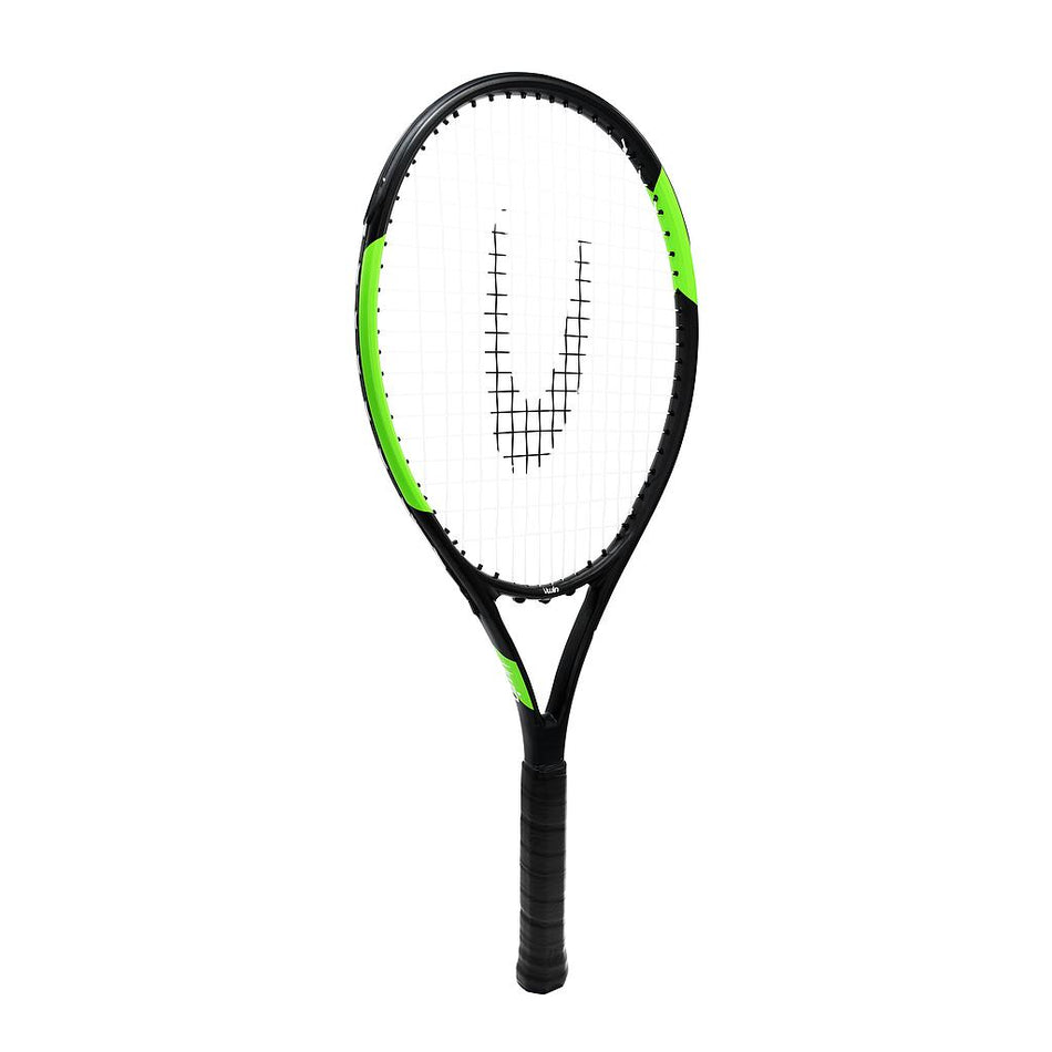 The Uwin Champion PRO Tennis Racket by Uwin features a black graphite aluminium frame with neon green accents, white string pattern, and L3 grip, displayed against a plain white background.