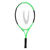 The Uwin Champion Junior Tennis Racket by Uwin features a green and black frame, a black grip, and lightweight aluminium construction, displayed upright on a white background.