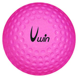 A pink Uwin Dimple Hockey Ball (Single) is shown from above, featuring the word "Uwin" printed in black on its dimpled surface, set against a white background.