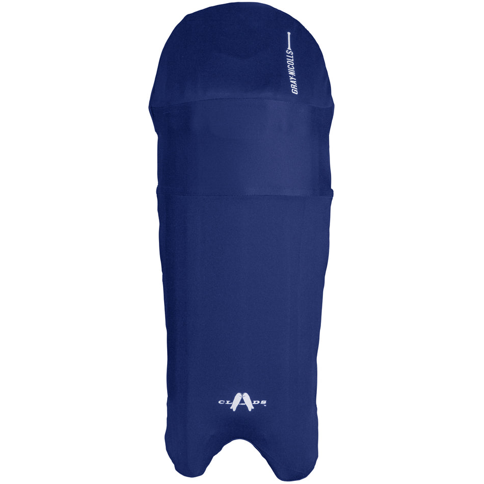 The Gray Nicolls Cricket Wicket Keeping Clads are blue ponchos with a hood, front pocket, and white logo—perfect for junior or senior players to wear over pads or colored covers.