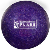 The Kookaburra Flare Hockey Ball is a purple glittery training ball featuring “KOOKABURRA FLARE MADE IN ENGLAND” and a white kookaburra bird logo, perfect for hockey practice.