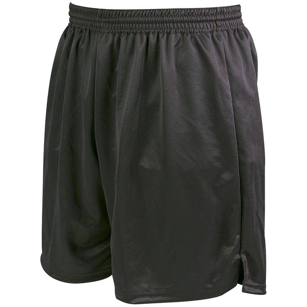 The Precision Training Precision Attack Shorts Junior in black feature lightweight polyester sports fabric, an elastic waistband, and a relaxed fit, designed for juniors. Shown on a white background.