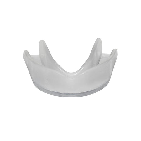 The SafeGard Safegard Essential Mouthguard features a clear, curved U-shape with raised edges, perfect for contact sports or as a boil and bite option.