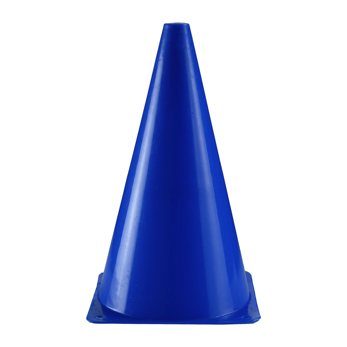 A blue cone from the Eurohoc Floorball Junior Set stands upright on a white background, featuring a square base and smooth conical shape—perfect for team sport drills or Eurohoc practice to enhance hand-eye coordination.