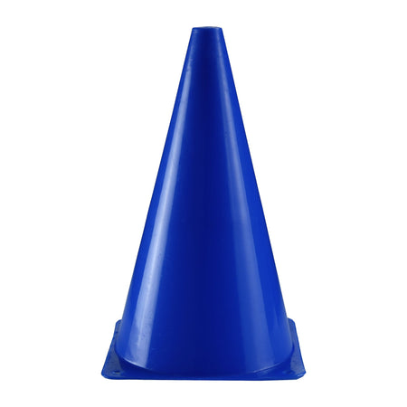 A blue cone from the Eurohoc Floorball Junior Set stands upright on a white background, featuring a square base and smooth conical shape—perfect for team sport drills or Eurohoc practice to enhance hand-eye coordination.