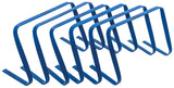 The Precision Training Precision Flat Hurdles Set (Set of 6) features lightweight blue hurdles arranged in a staggered row, ideal for athletic exercises and agility drills to boost speed and coordination during training.