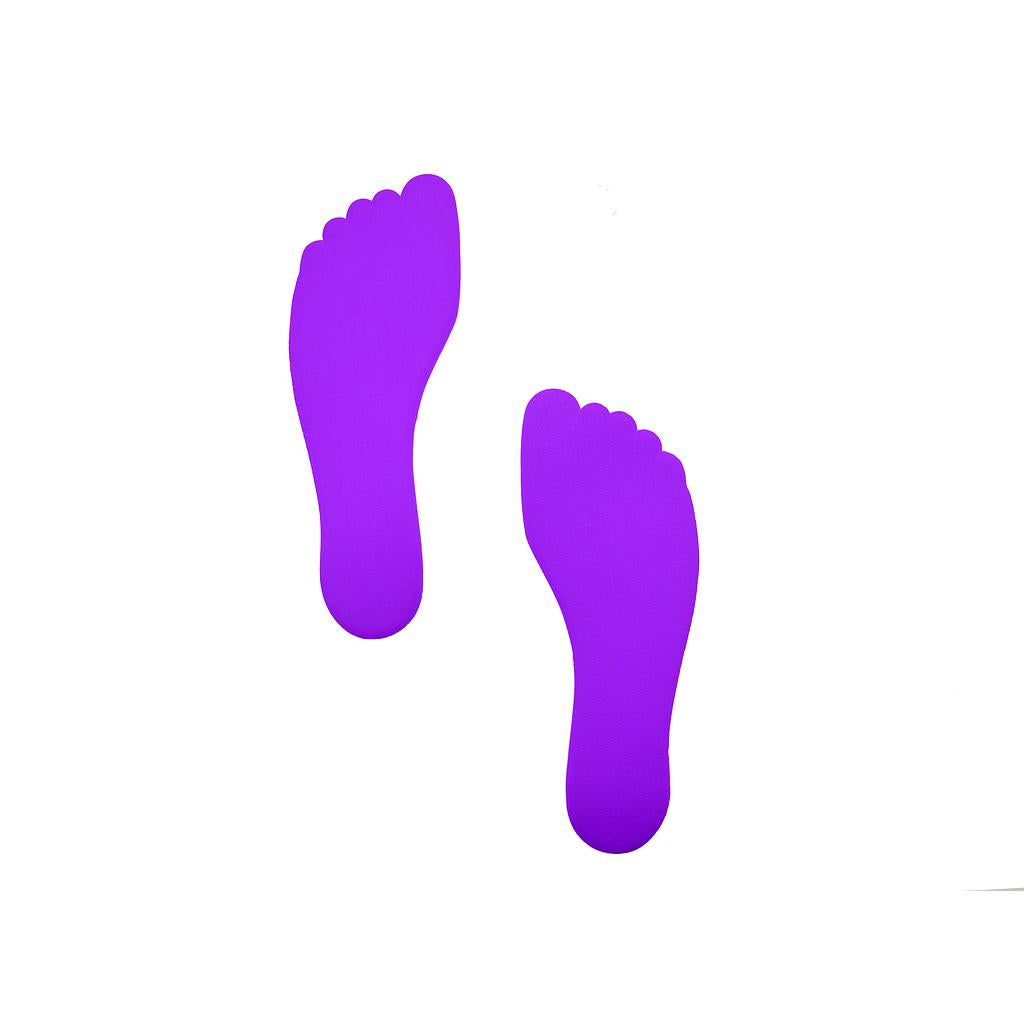 Two purple Reydon Sports Foot Floor Markers (Pack of 6), one left and one right, are shown on a plain white background.