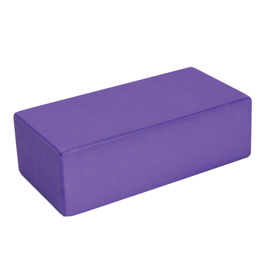 The Fitness Mad Hi-density Yoga Brick by Fitness Mad is a purple rectangular block with smooth, non-slip edges, pictured against a white background.