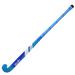 A blue and white Uwin TS-X Hockey Stick by Uwin, featuring a curved blade and wrapped grip handle, displayed on a plain white background. Its design draws inspiration from performance sticks like the Ultrabow Micro 50.