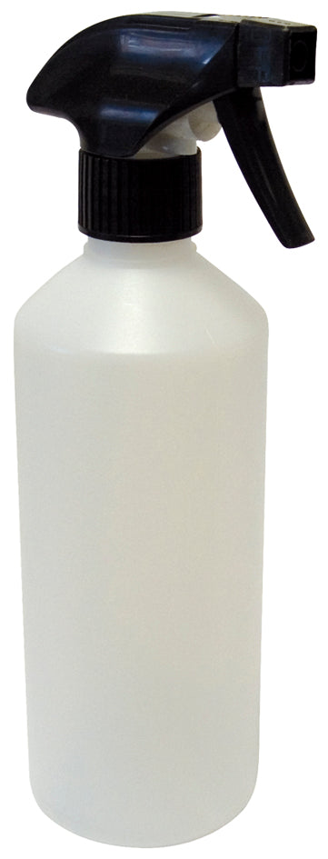The Precision Training 500ml Jet Spray Water Bottle features a translucent plastic body with an adjustable black trigger nozzle and cap, shown standing upright against a plain white background.