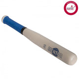 The Sure Shot Mentor Rounders Bat by Sure Shot features a quality wood design, a blue grip handle, and MENTOR printed on its side. A red Approved Rounders England logo on the top right makes it ideal as a training bat.