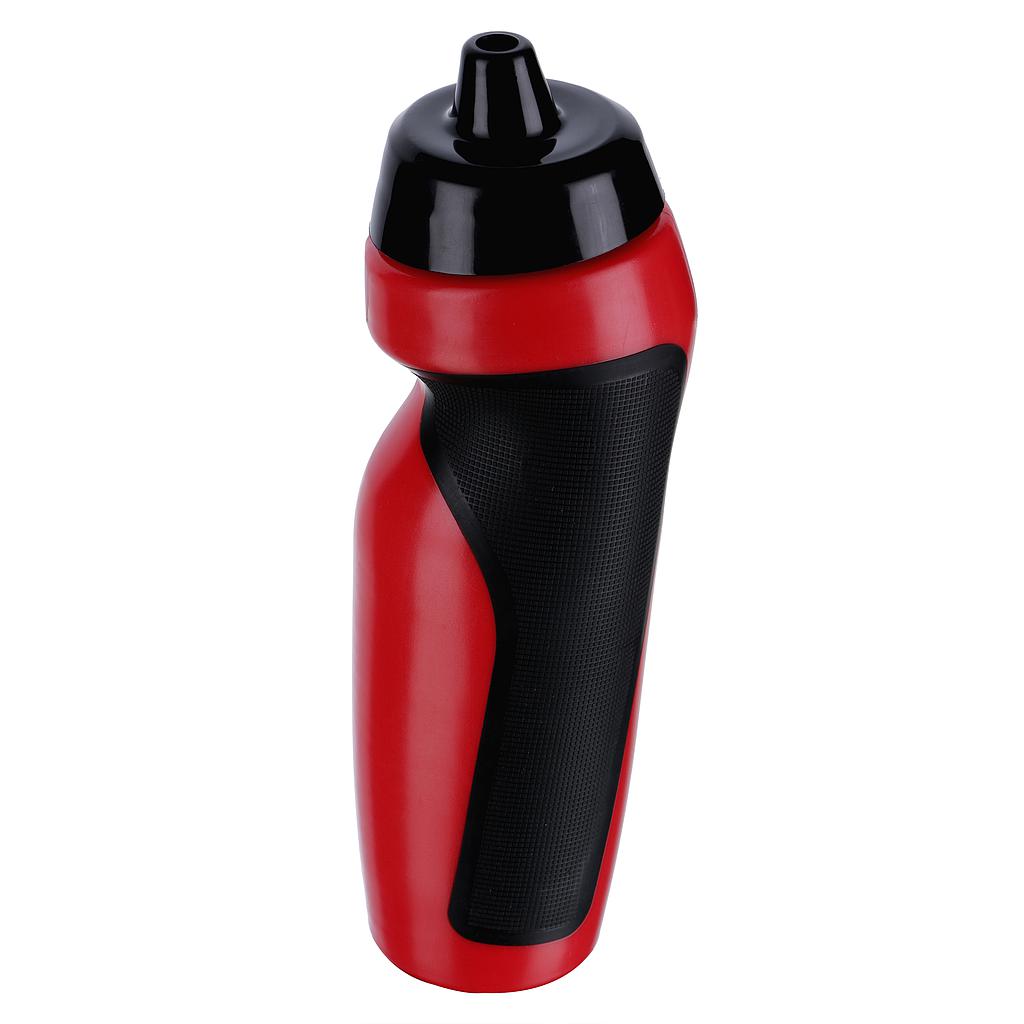 The Precision Training Sports Water Bottle (600ml) is BPA free, red and black, with a textured ergonomic design and a black screw-on spout lid.
