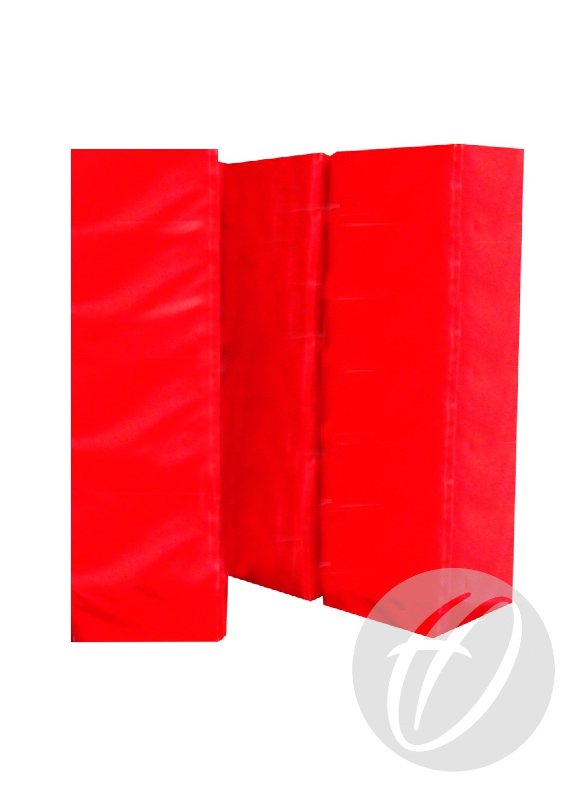 Bright red Harrod Sport Single Colour Club Rugby Post Protectors, 254mm, with three upright rectangular panels in a zigzag shape against a white background. A semi-transparent circular logo appears in the bottom right corner.