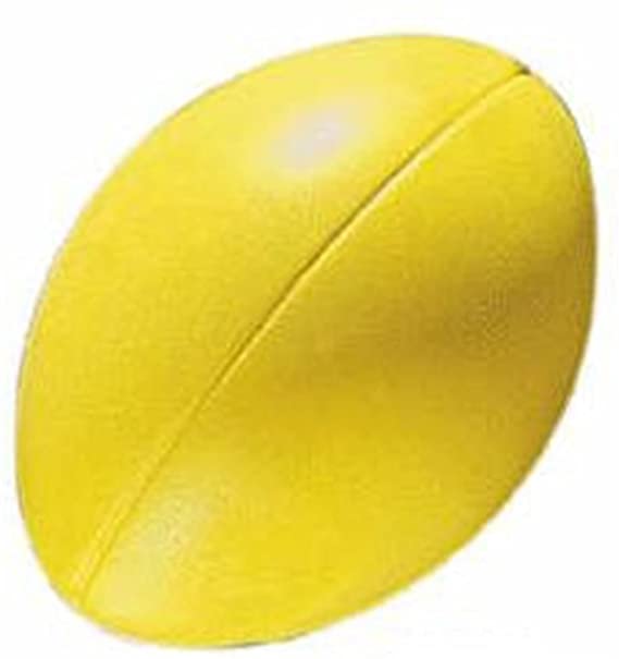 The Martin Berrill Sports Sponge Rugby Ball is a yellow polyurethane foam ball with a visible seam along its length, shown against a white background.