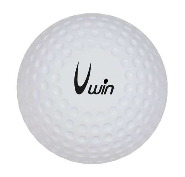 The Uwin Dimple Hockey Ball (Single) is a durable white training hockey ball with small dimples and the Uwin brand name printed in black on the surface.