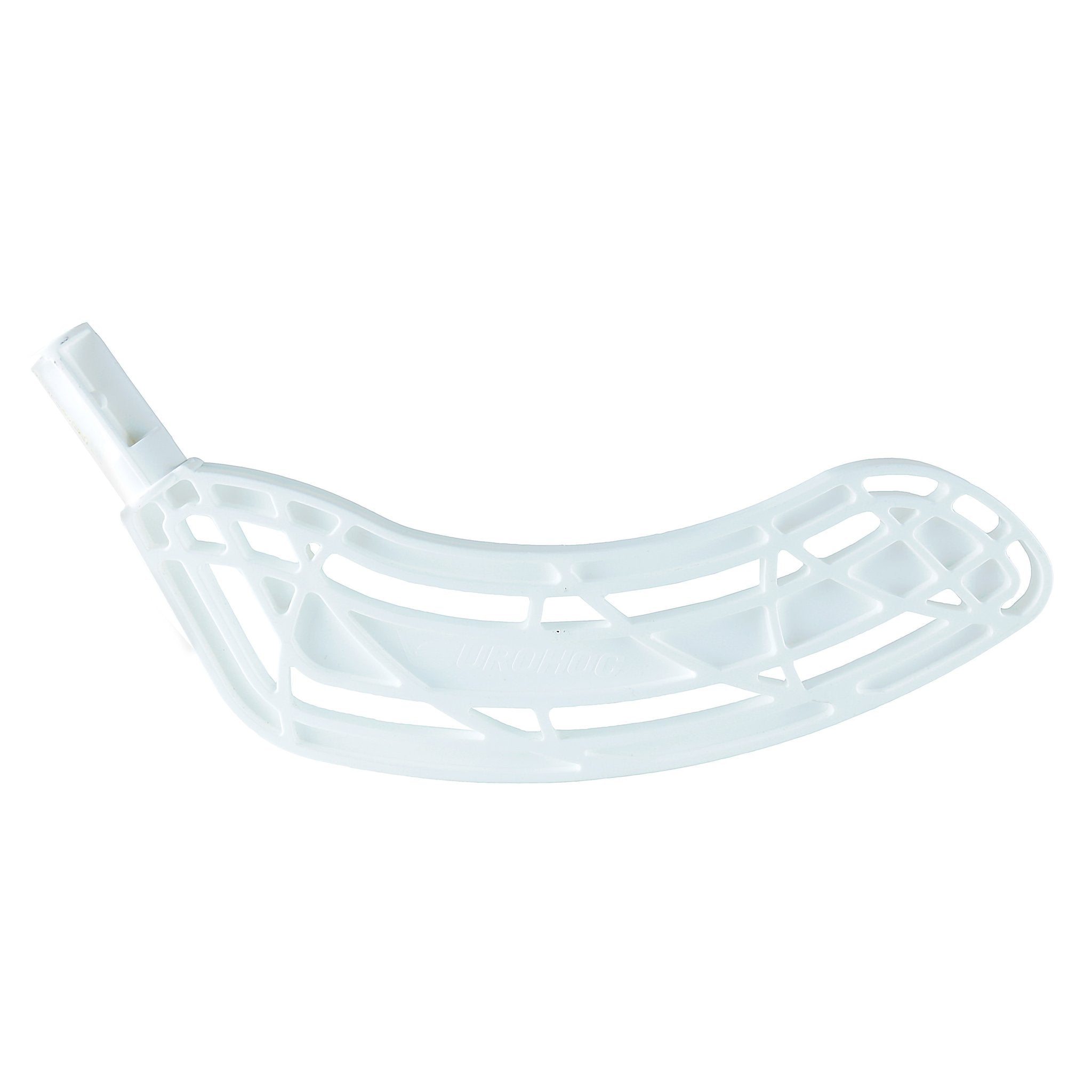 The Eurohoc Floorball Club Set by Eurohoc features a white, perforated plastic blade with a curved shape and hollow socket, ideal for improving hand-eye coordination in team games or any active play.