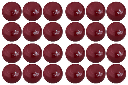 A grid of 24 identical red Readers Windball cricket balls with the Readers logo and a horse graphic, arranged in four rows and six columns on a white background—ideal for coaching or training sessions.