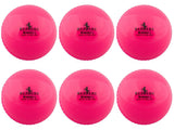 Six pink Readers Windball cricket balls from the Readers Windball 6 Pack are arranged in two rows of three on a white background, each showing the black “READERS WINDBALL MADE IN ENGLAND” branding.