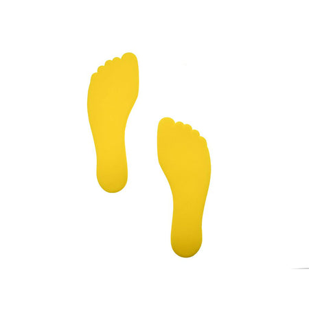 Two yellow Foot Floor Markers from Reydon Sports (Pack of 6) face forward on a plain white background.